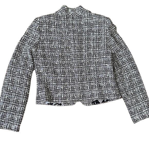 Alfani Tweed Button Down Blazer Black White Floral Lined Size - Picture 3 of 6